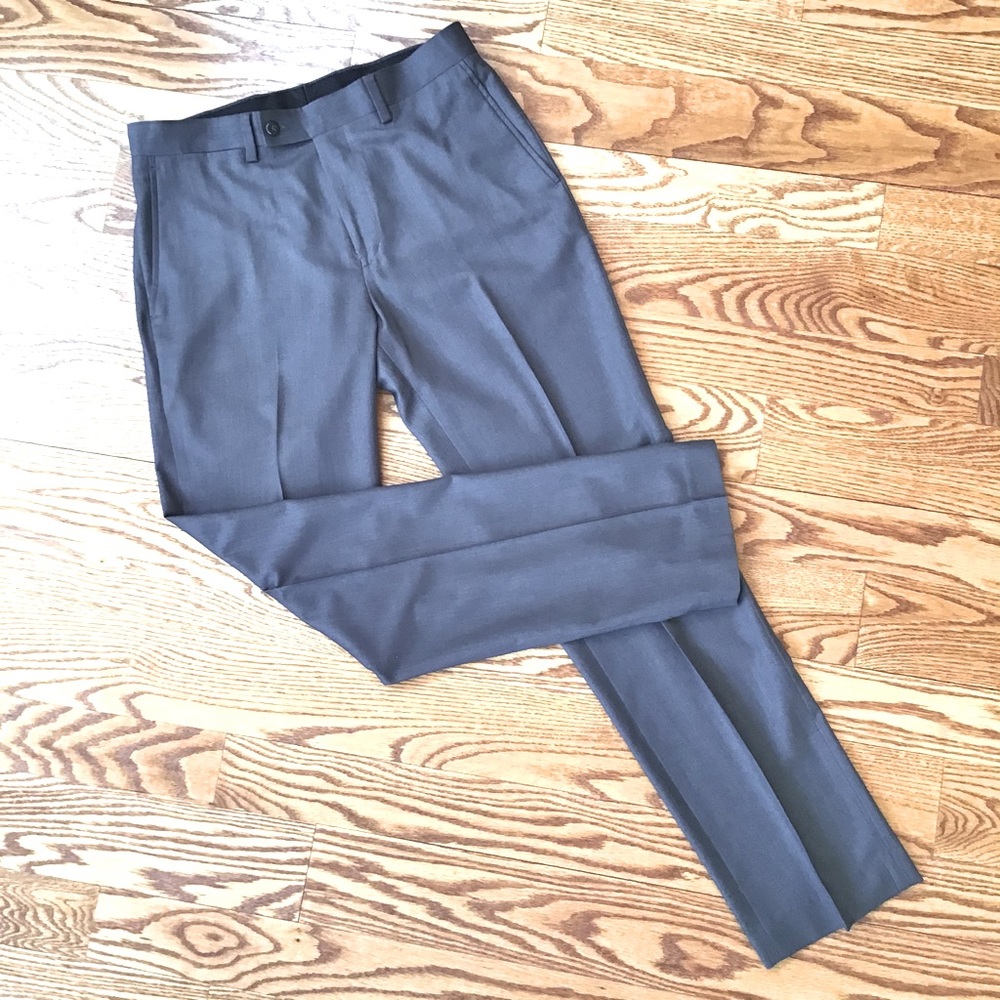 Louis Raphael Gray Flat Front Tailored Dress Pants